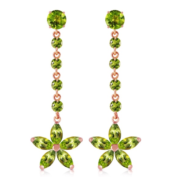 SOLID GOLD CHANDELIERS EARRINGS WITH PERIDOTS - Picture 2 of 6